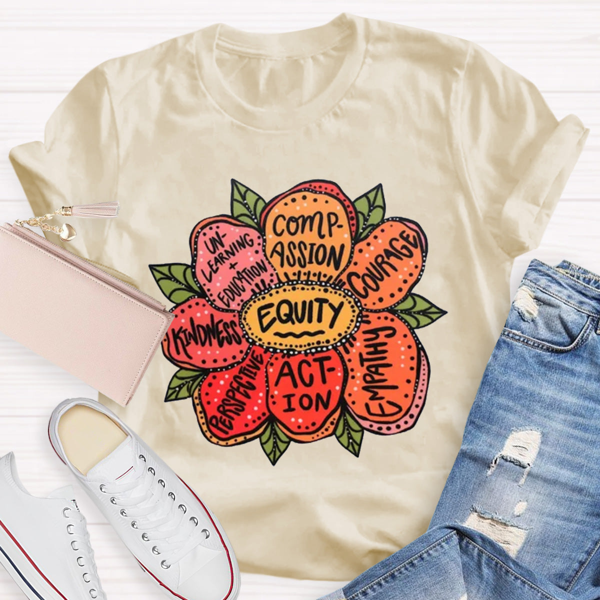 Action Kindness Equity Teacher T-Shirt