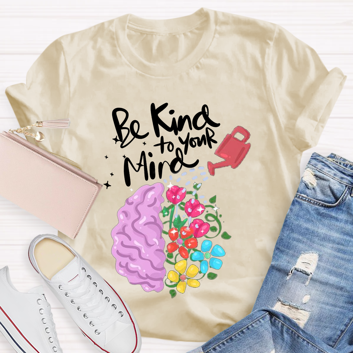 Be Kind To Your Mind Pink Brain T-Shirt