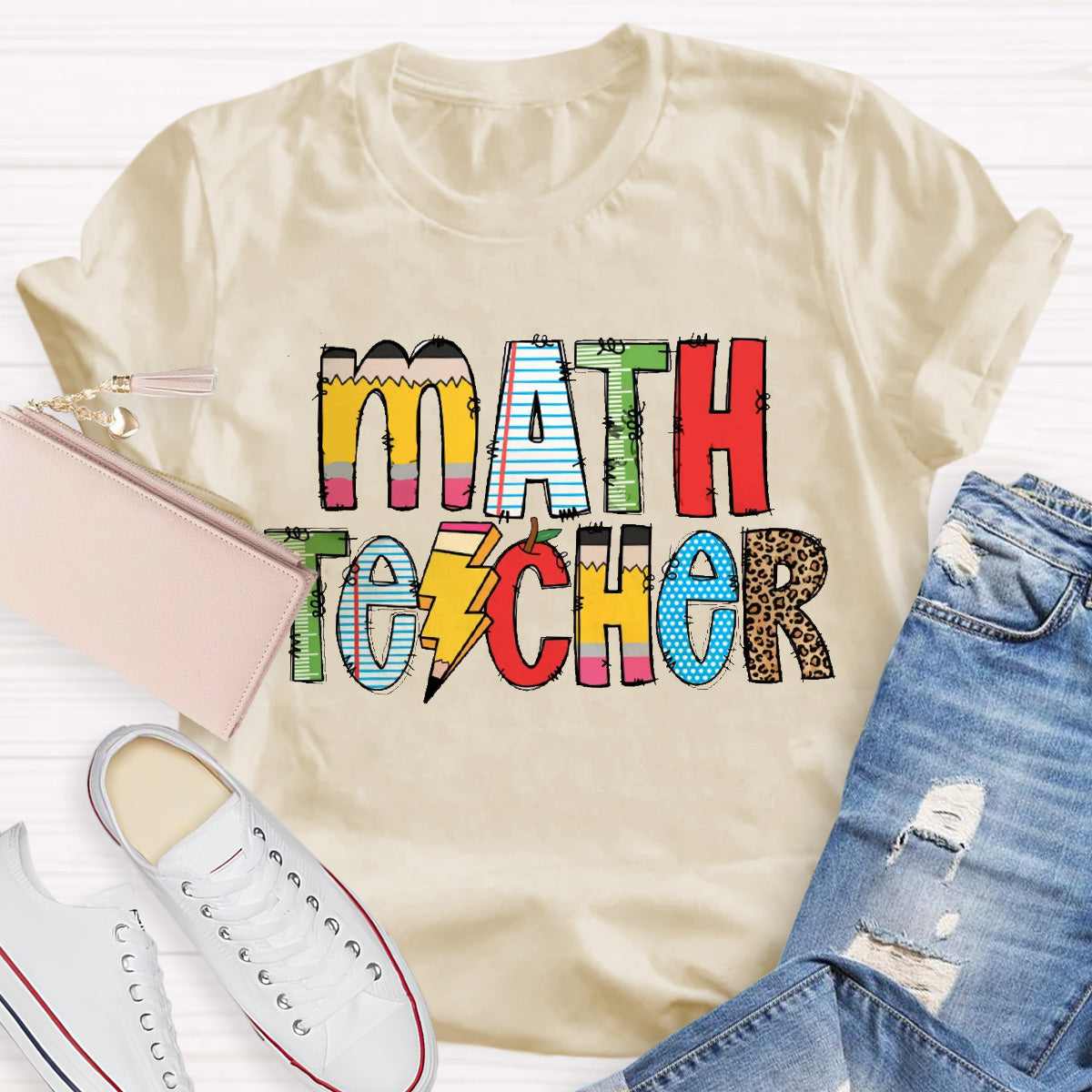 Personalized Subject Pencil Leopard T-Shirt