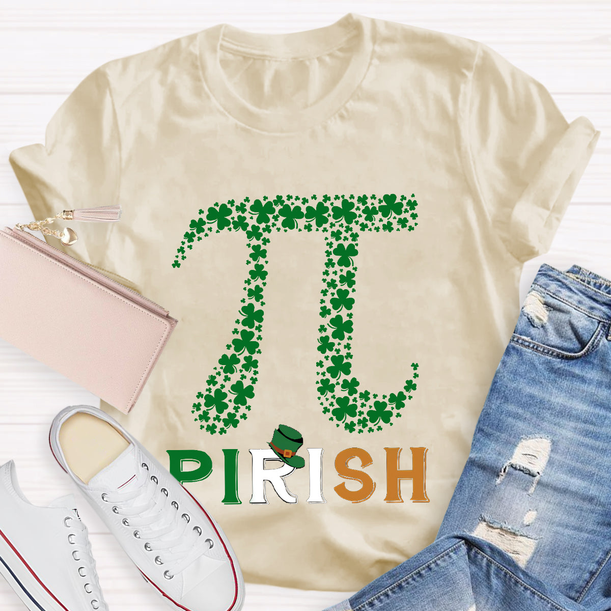 Pirish Pi Irish Shamrock Math St Patrick's Day T-Shirt