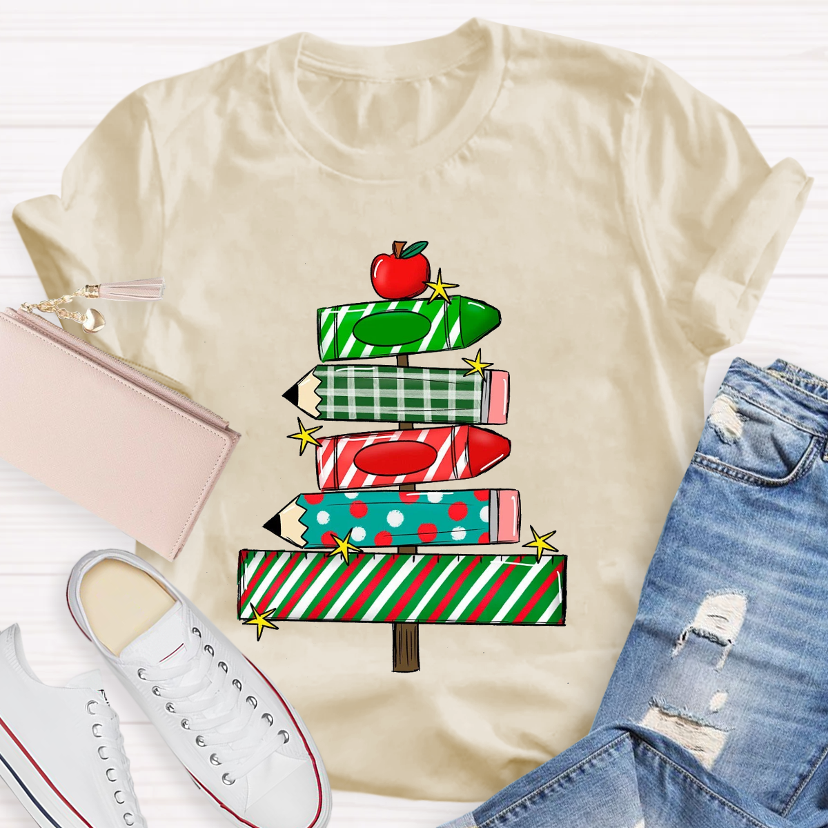 Christmas Pencil Tree Teacher T-Shirt