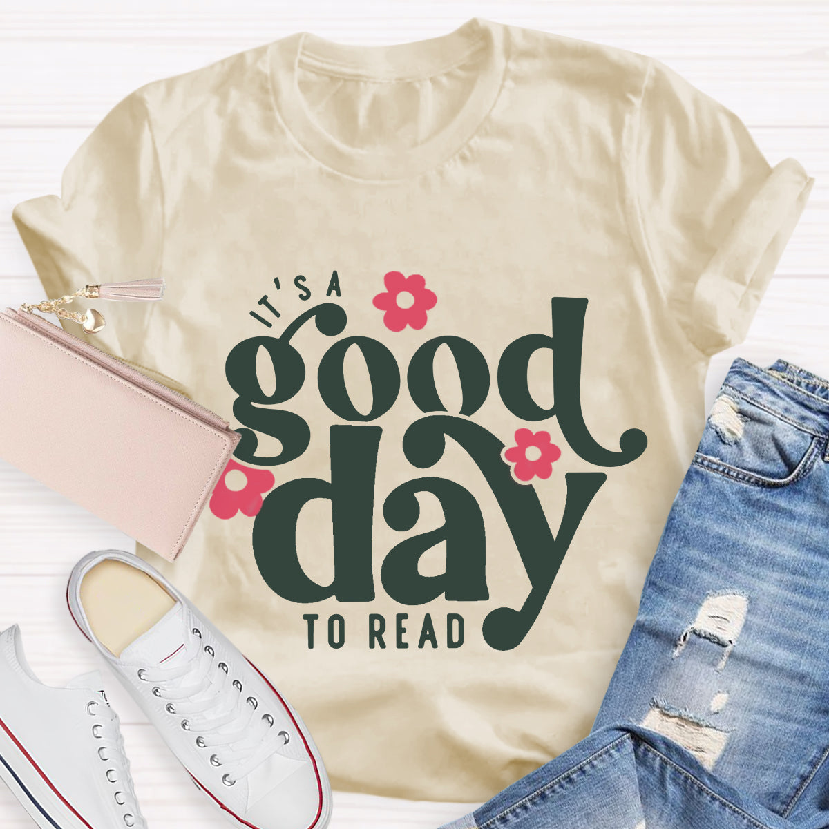 It'S A Good Day To Read Pink Flower T-Shirt