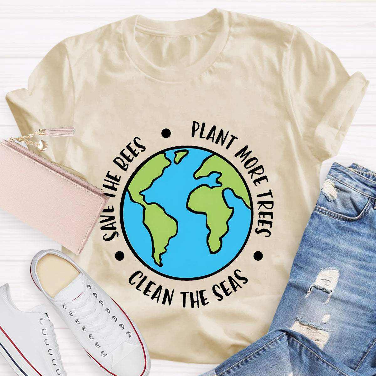 Plant More Trees Clean The Seas Save The Bees T-Shirt