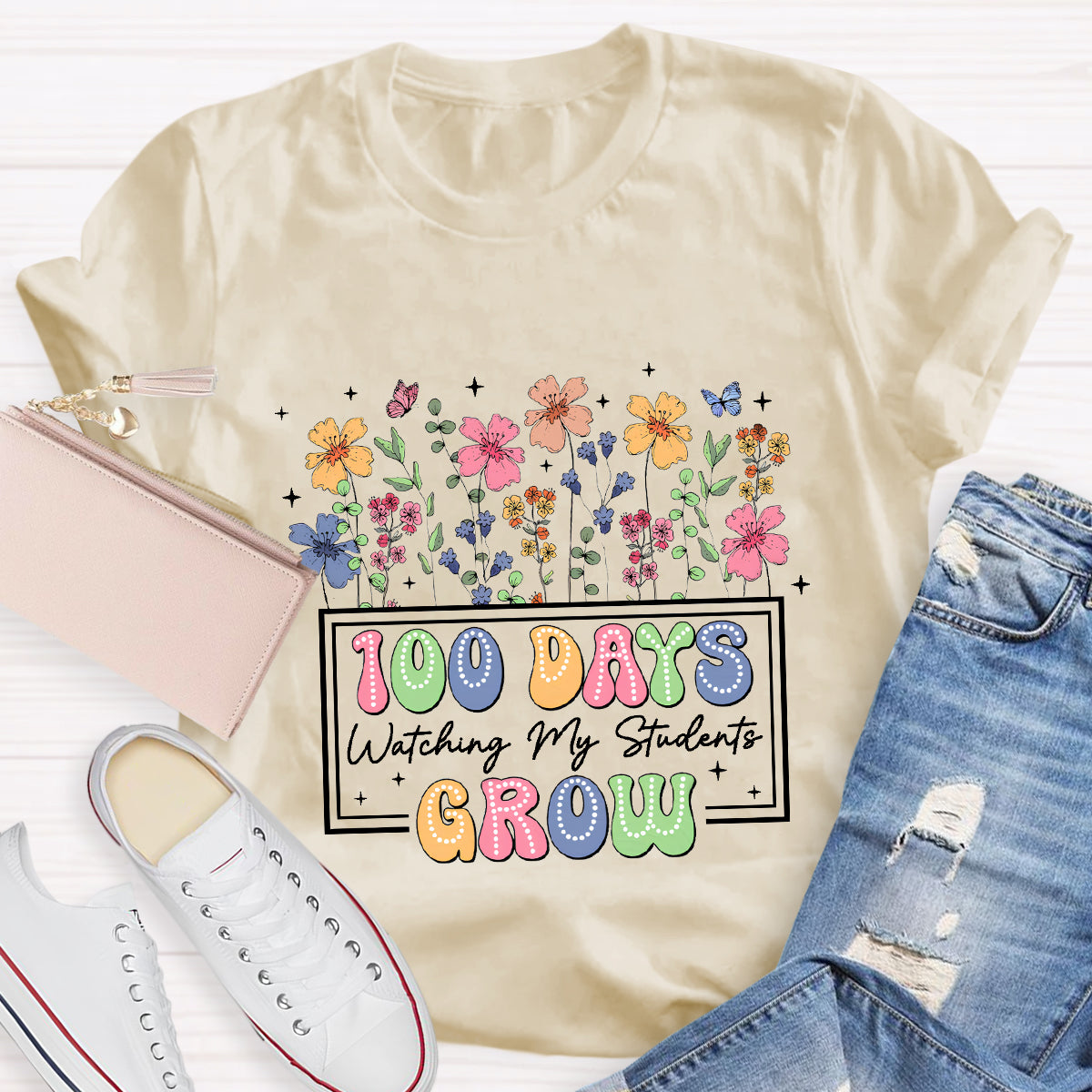 100 Days Watching My Students Grow Teacher T-Shirt