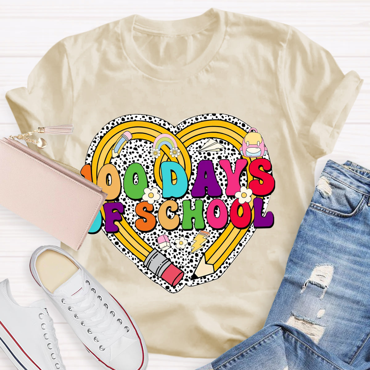 Happy 100 Days Of School Heart T-Shirt