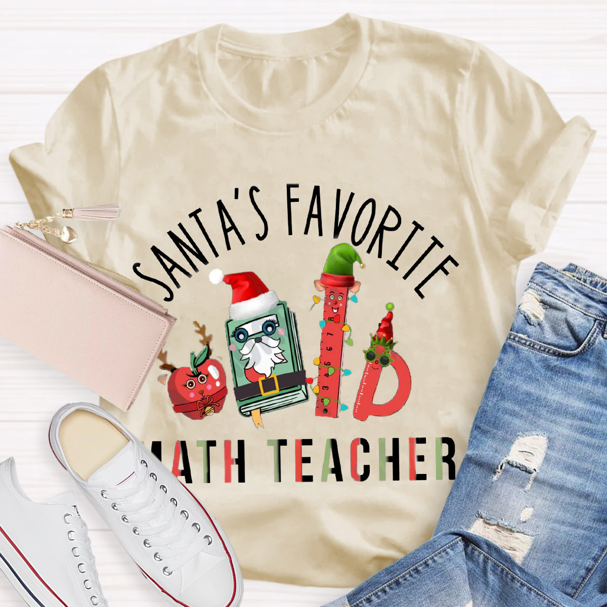 Santa's Favorite Math Teacher Christmas T-Shirt