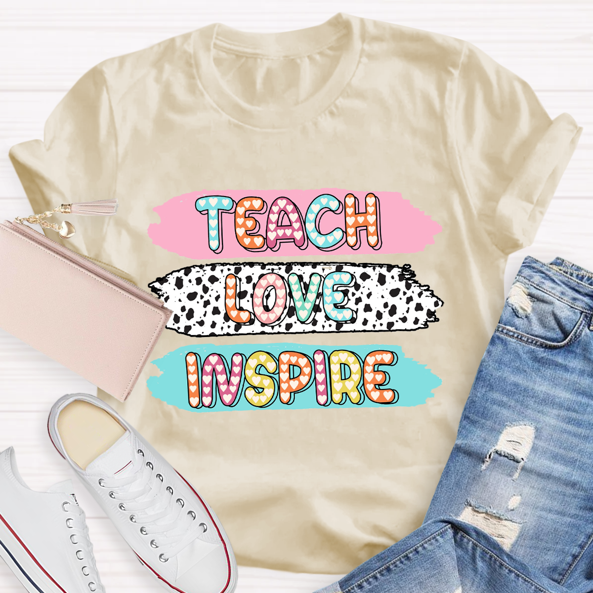 Teach Love Inspire Dot Light Teacher T-Shirt