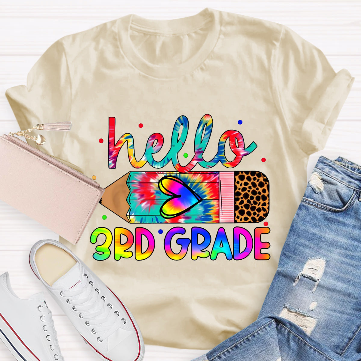 Personalized Grade Hello 3rd Grade Teacher T-Shirt