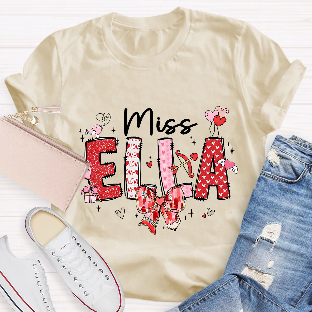 Personalized Name Valentine's Day Miss Ella T-Shirt