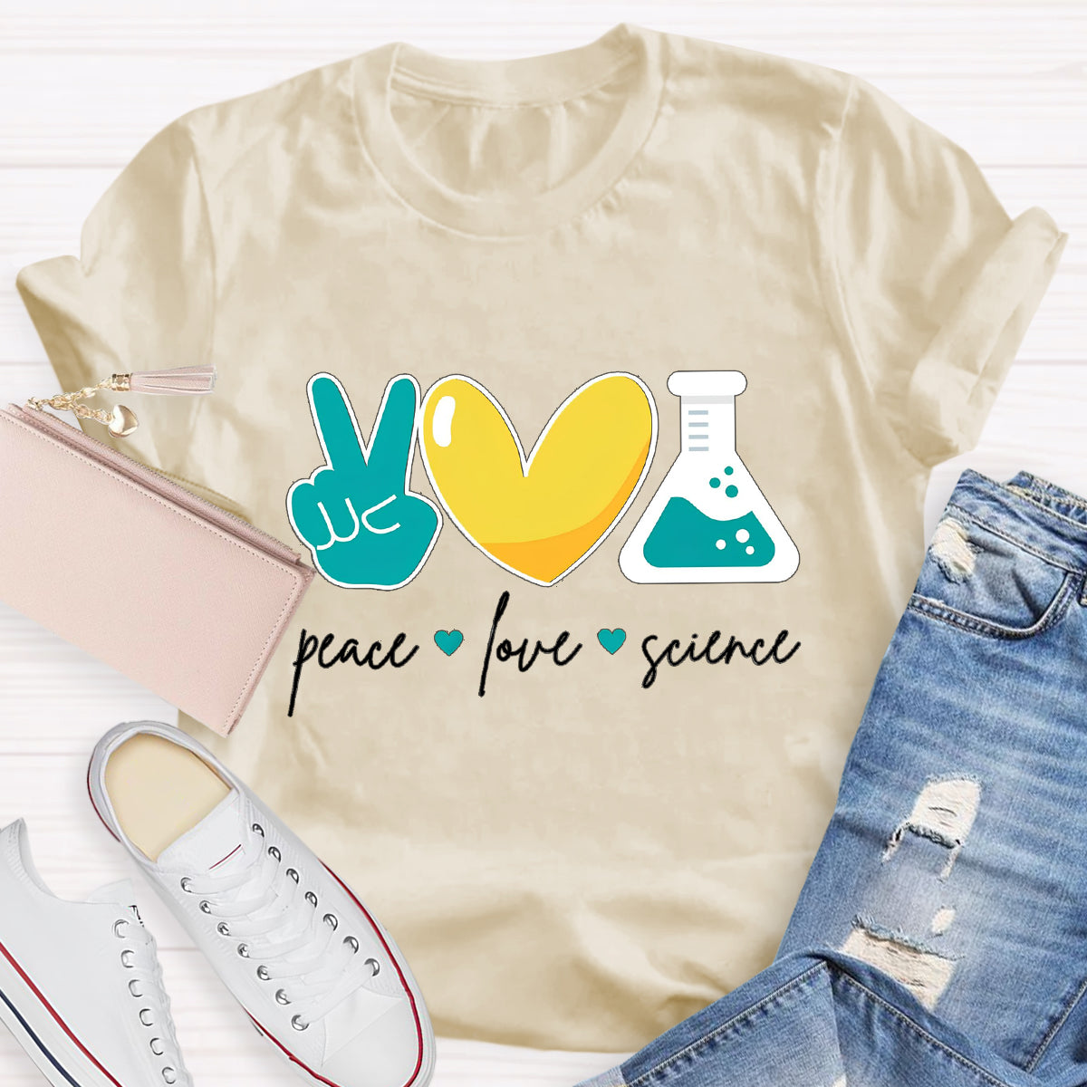 Peace Love Science Teacher T-Shirt