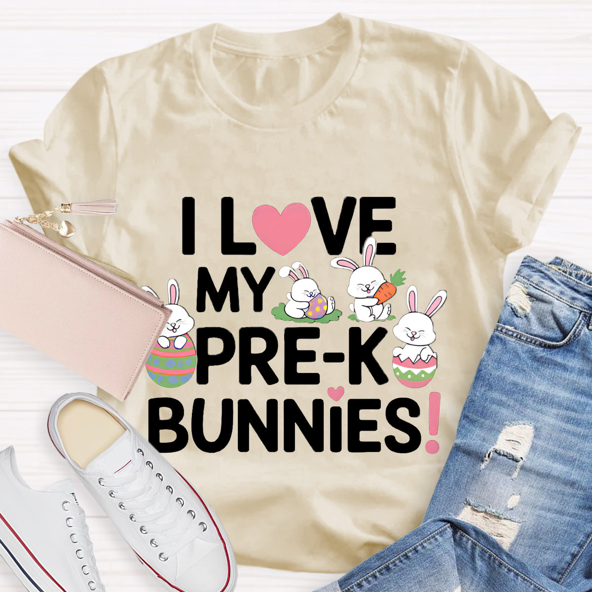 Personalized Grade I love My Bunnies Teacher T-Shirt