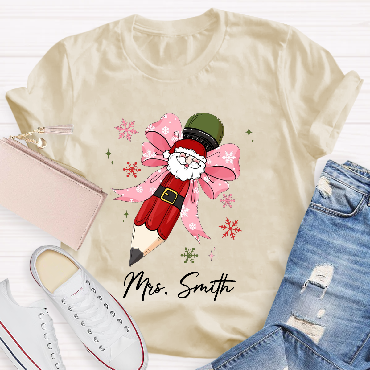 Personalized Name Pencil Teacher T-Shirt