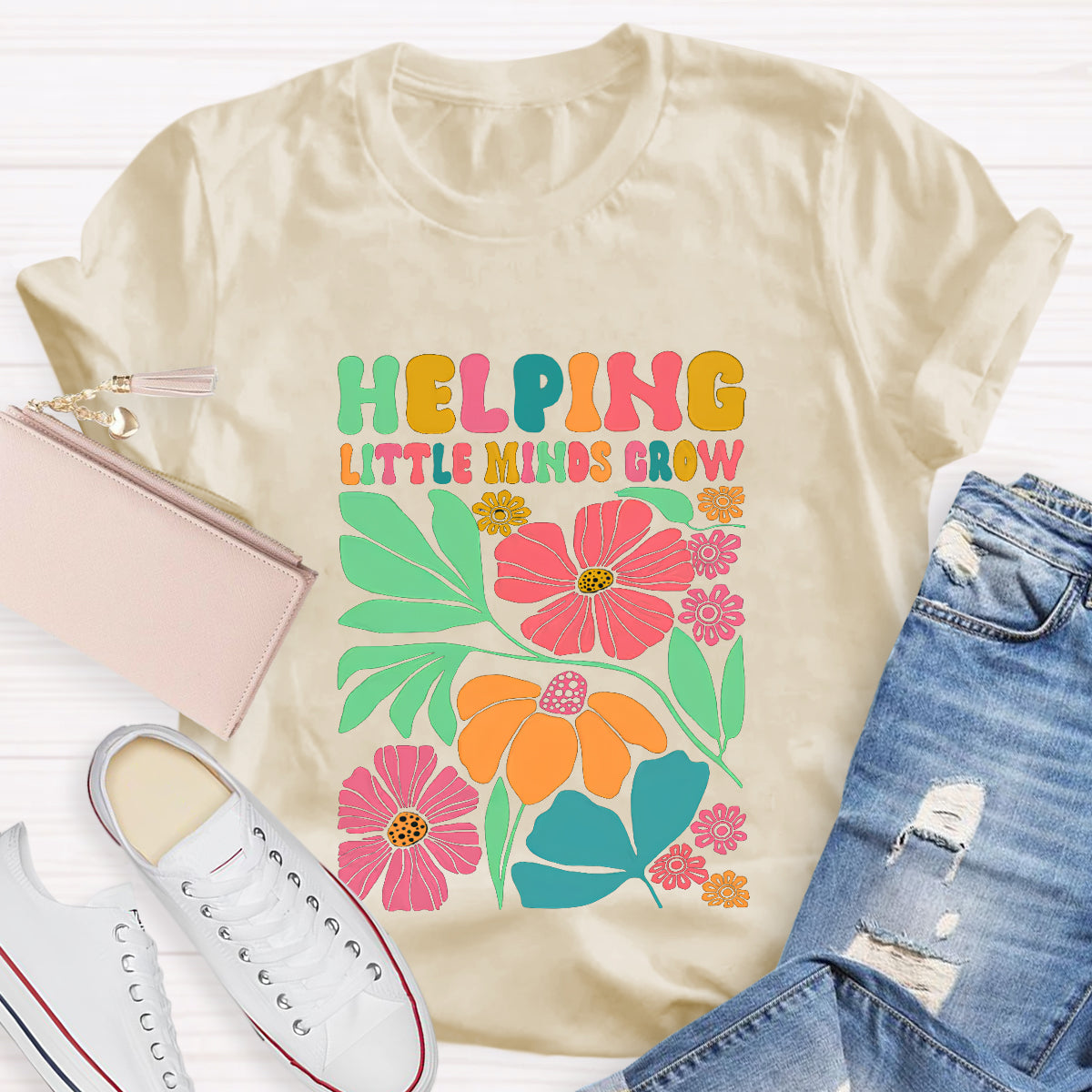 Floral Helping Little Minds Grow T-Shirt