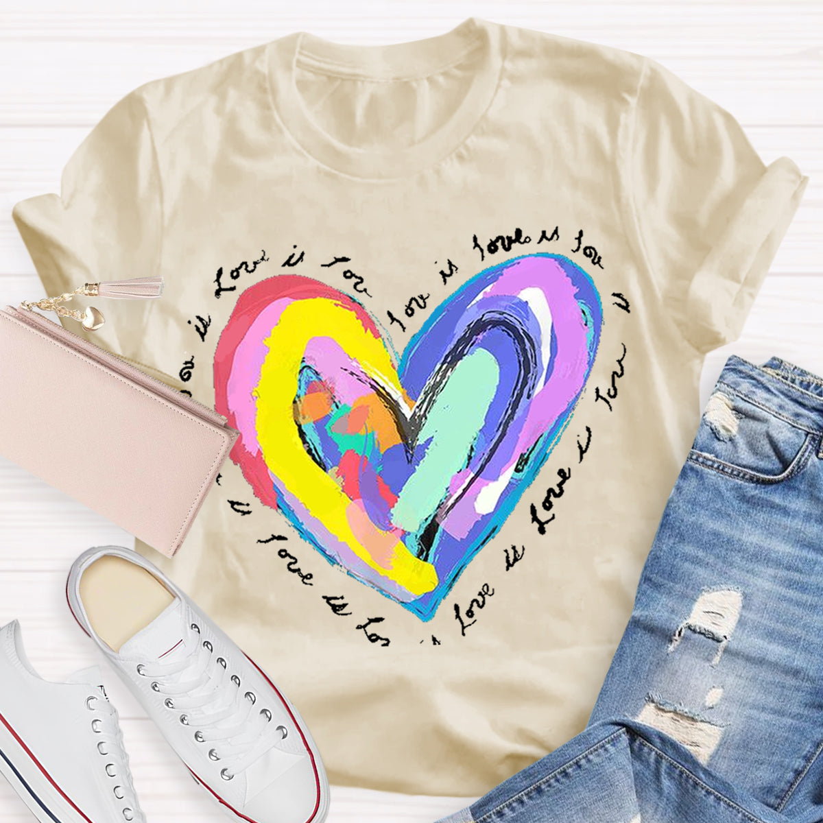 Art Design Colorful Heart Teacher T-Shirt