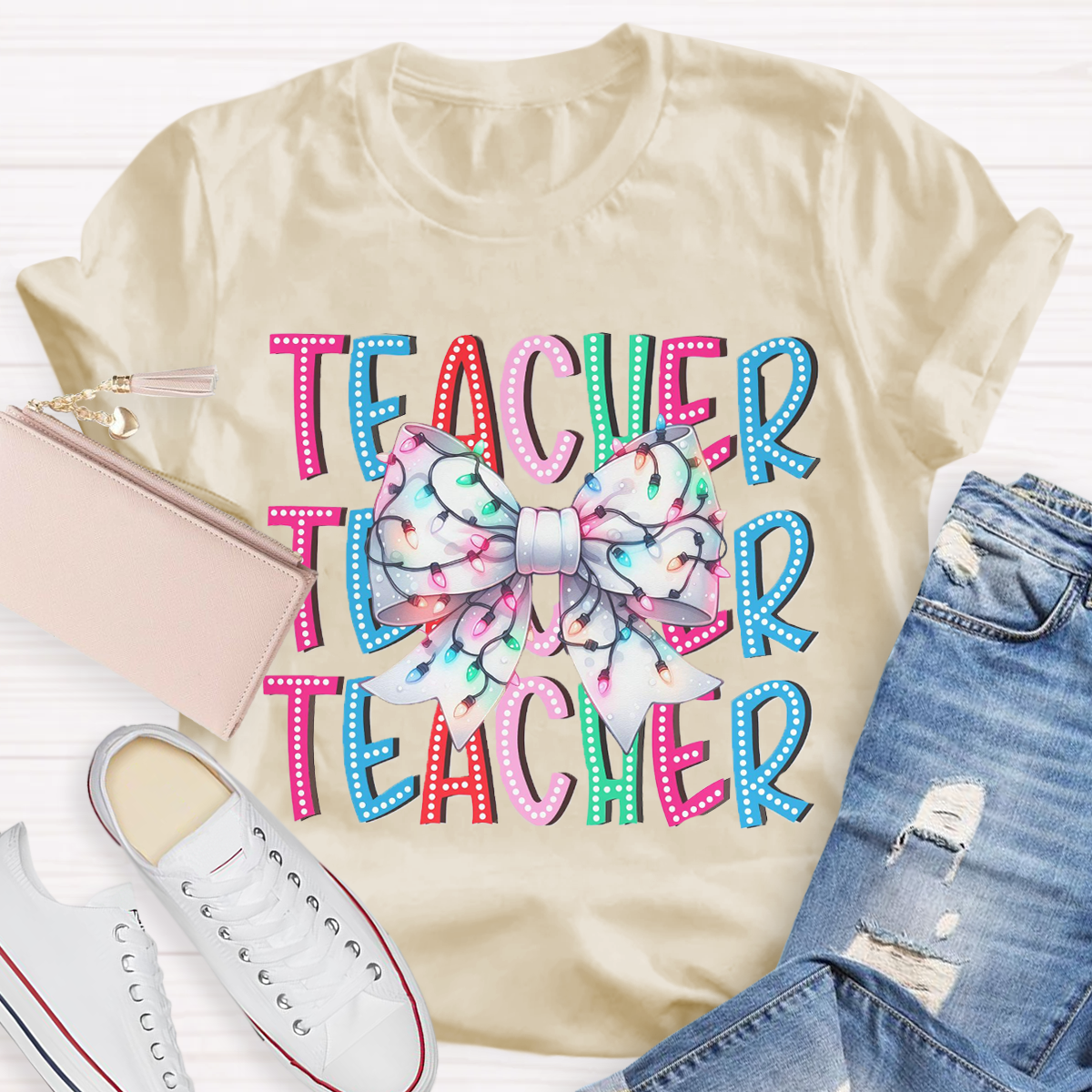 Christams Teacher Bow T-Shirt