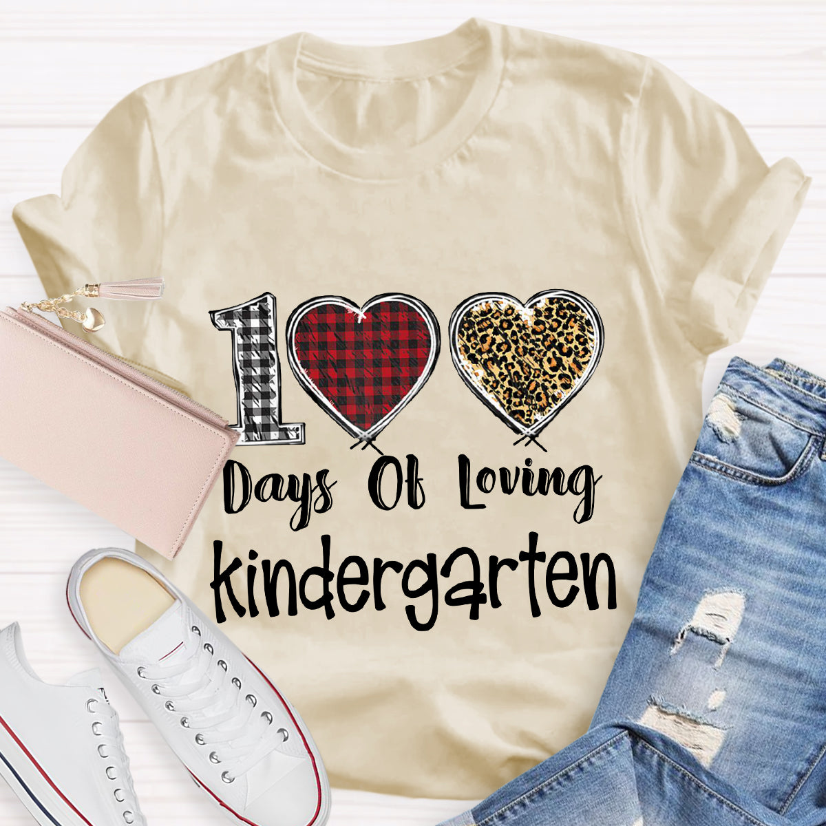 Personalized Grade 100 Days Of Loving Kindergarten Teacher T-Shirt