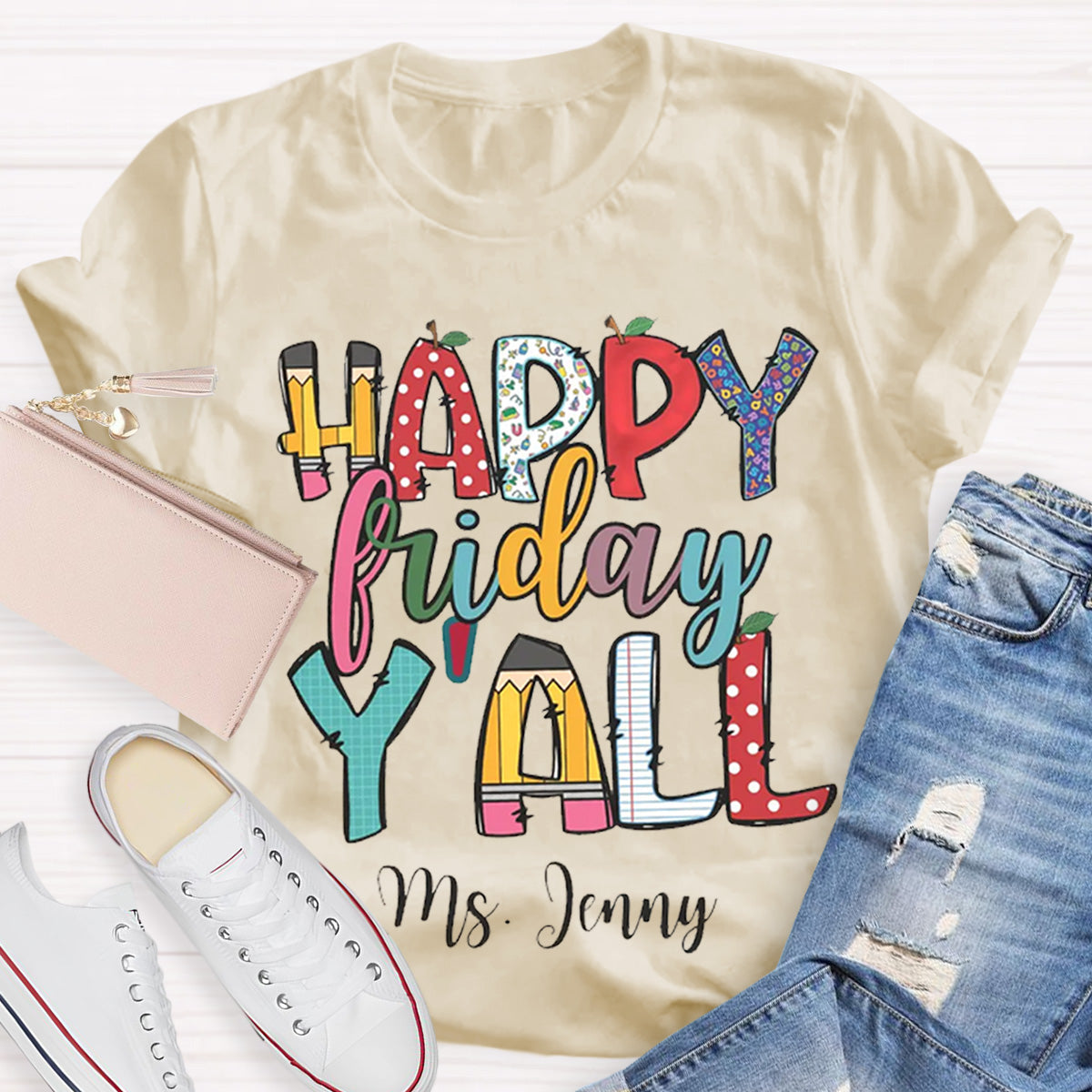 Personalized Name Happy Friday Y'all End Of Week T-Shirt