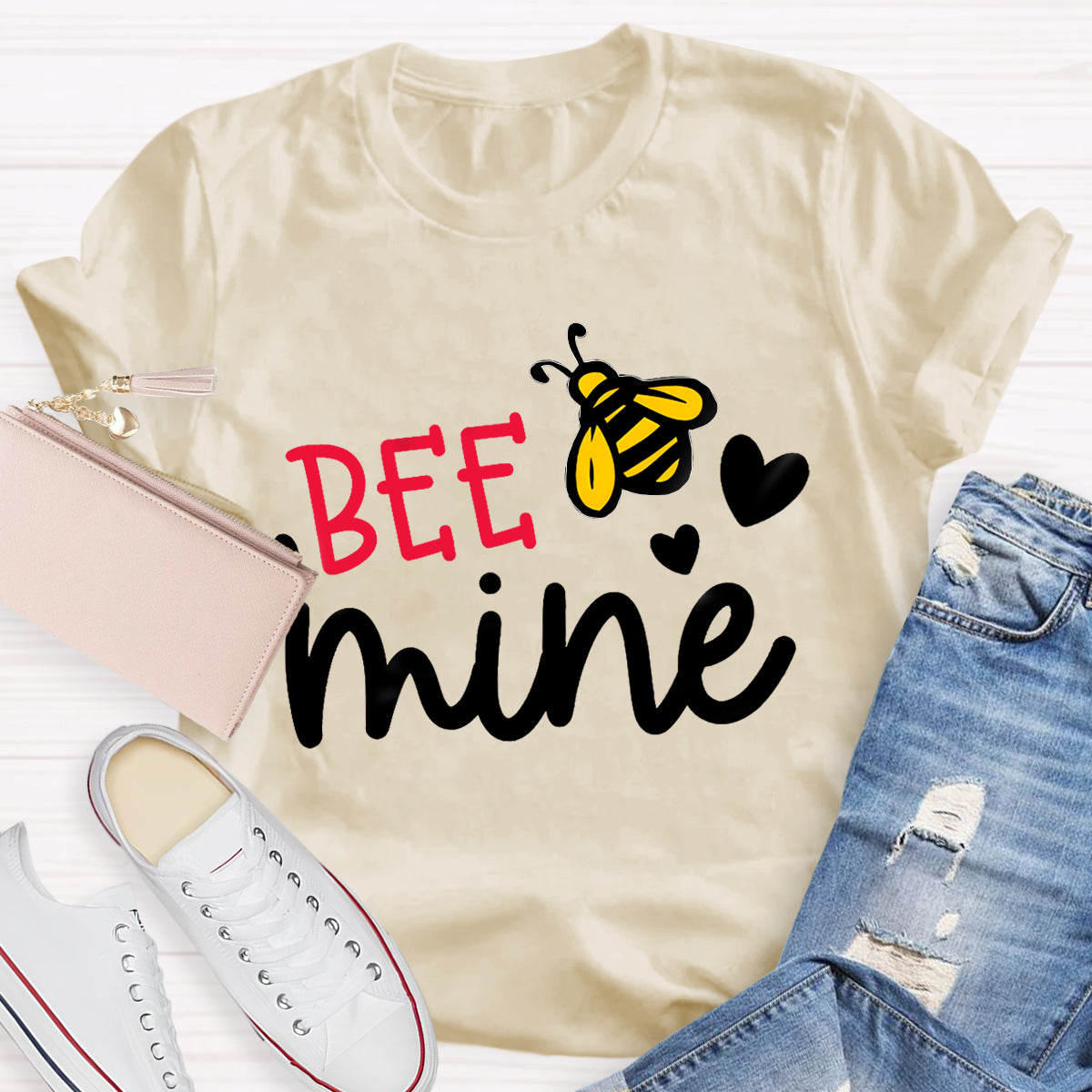 Be  Mine Heart Printed Teacher T-Shirt