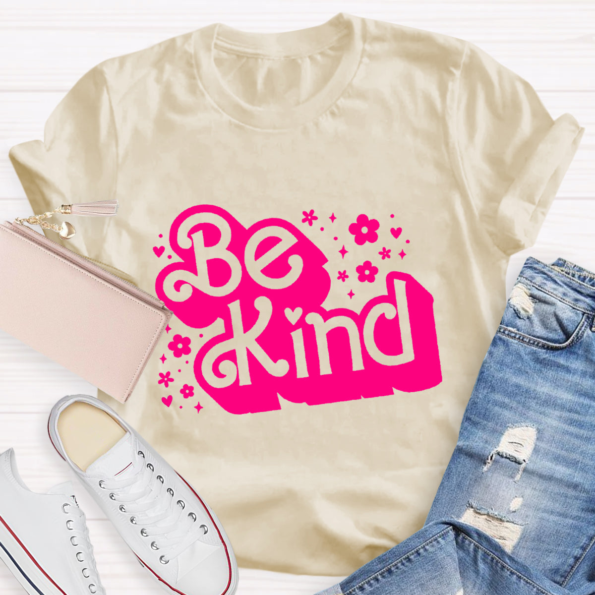 Be Kind Pink Flower Teacher T-Shirt