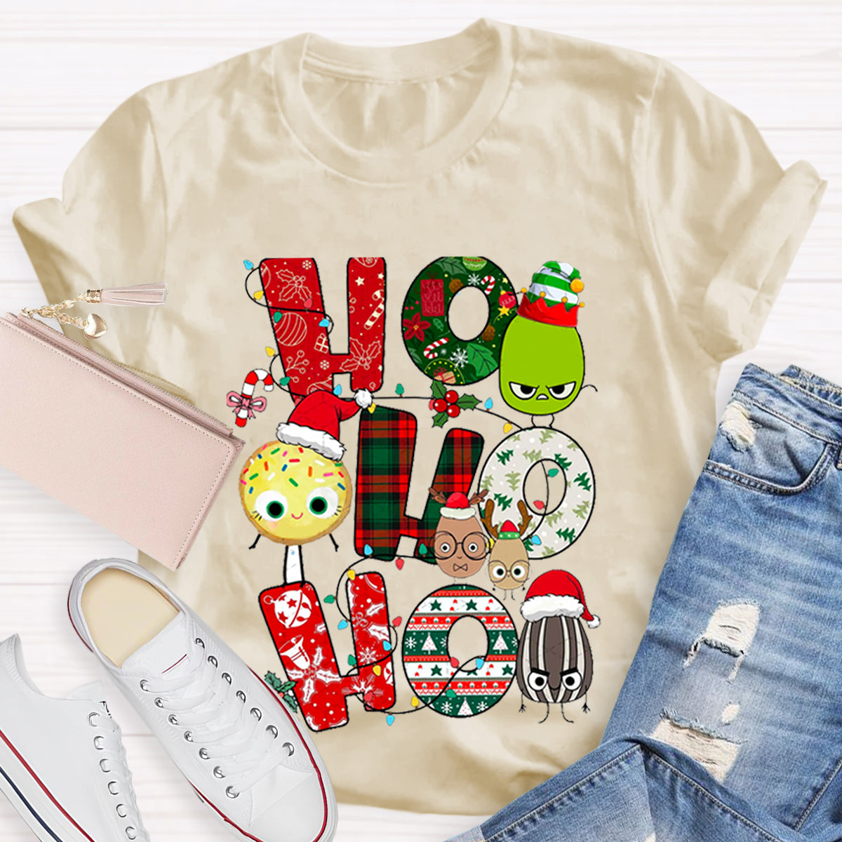 Children's Books Characters Ho Ho Ho Christmas Teacher T-Shirt