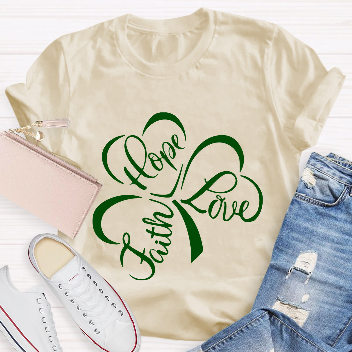 Hope Love Faith Shamrock T-Shirt