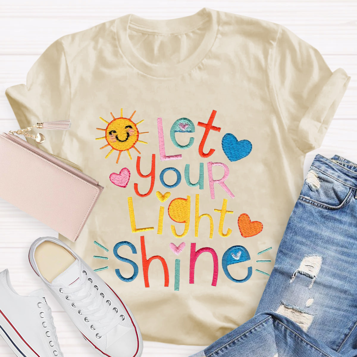 Let Your Light Shine Positive Teacher T-Shirt