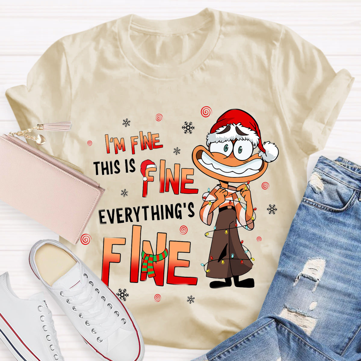 I'm Fine Everything Is Fine Christmas  Emotions T-Shirt