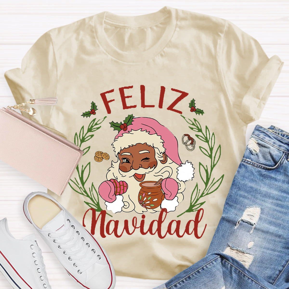 Feliz Navidad Santa Claus Spanish Teacher T-Shirt