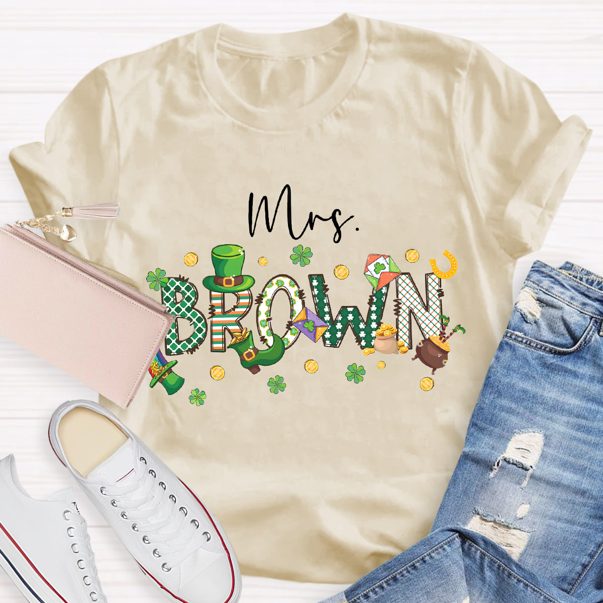 Personalized Name St. Patrick Day Mrs. Brown T-Shirt