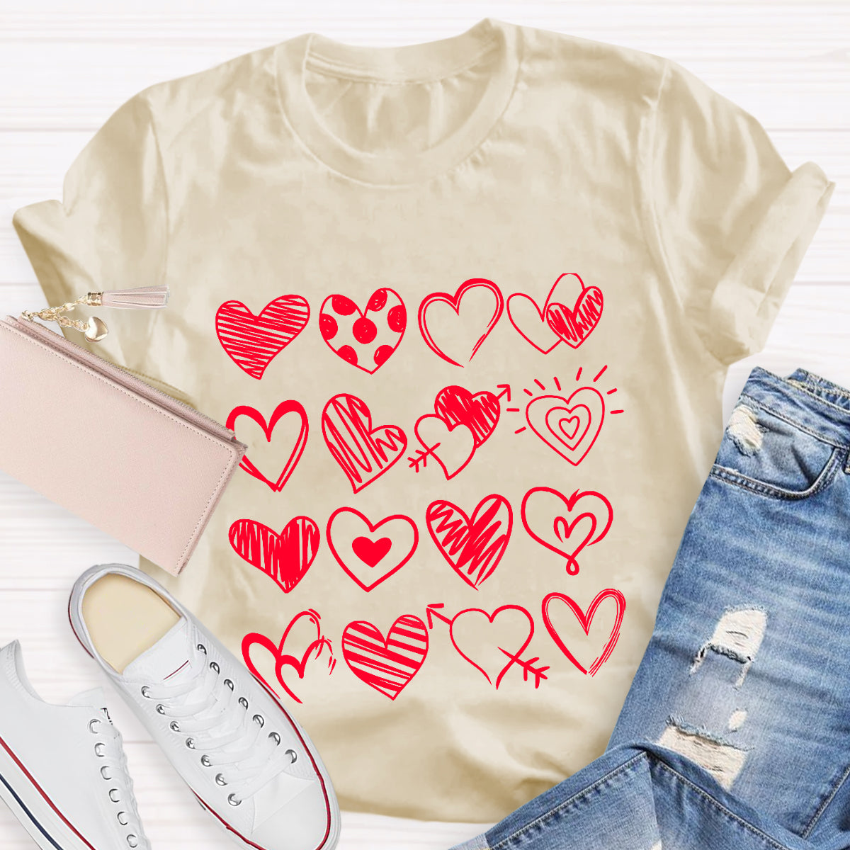 Cute Heart Valentine's Day Teacher T-Shirt