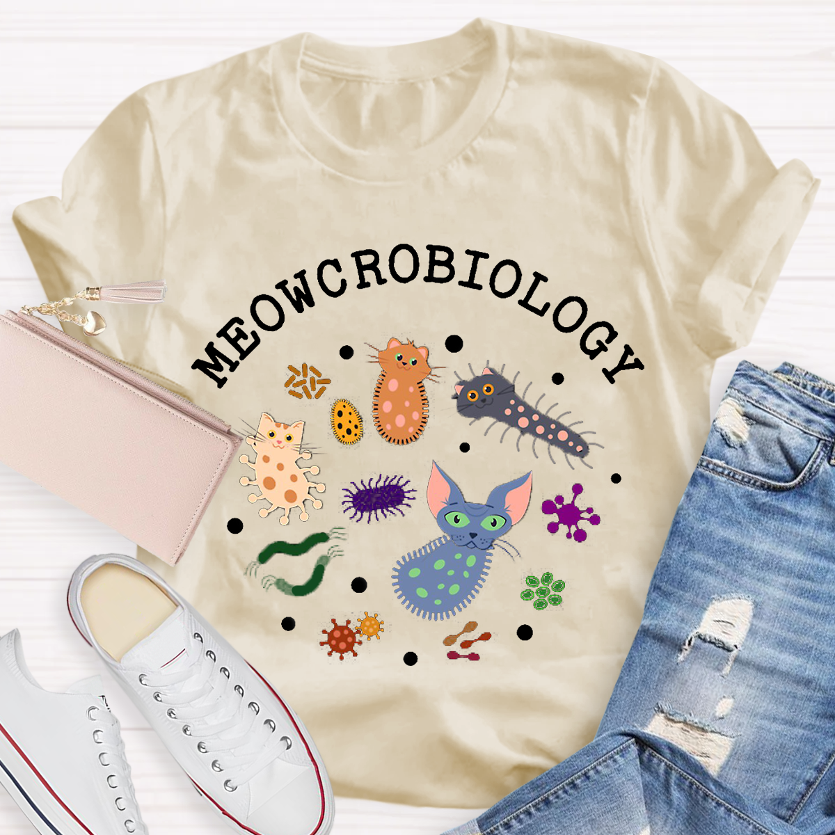 Meowcrobiology Teacher T-Shirt