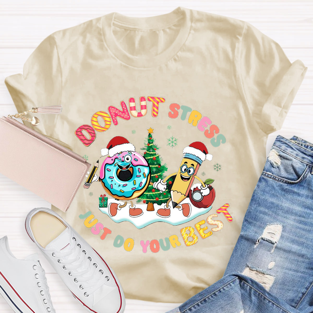 Christmas Donut Stress Just Do Your Best T-Shirt