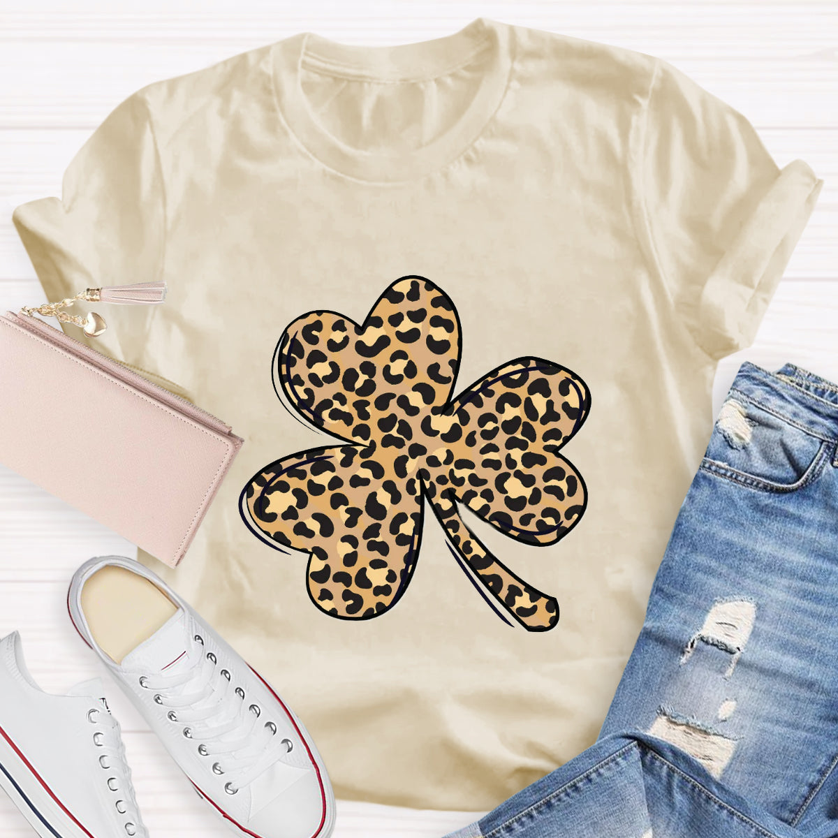 St. Patrick's Day Leopard Print Shamrock T-Shirt