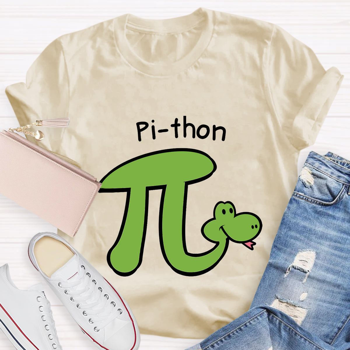 Pi-thon - Animal Pun Math Teacher T-Shirt