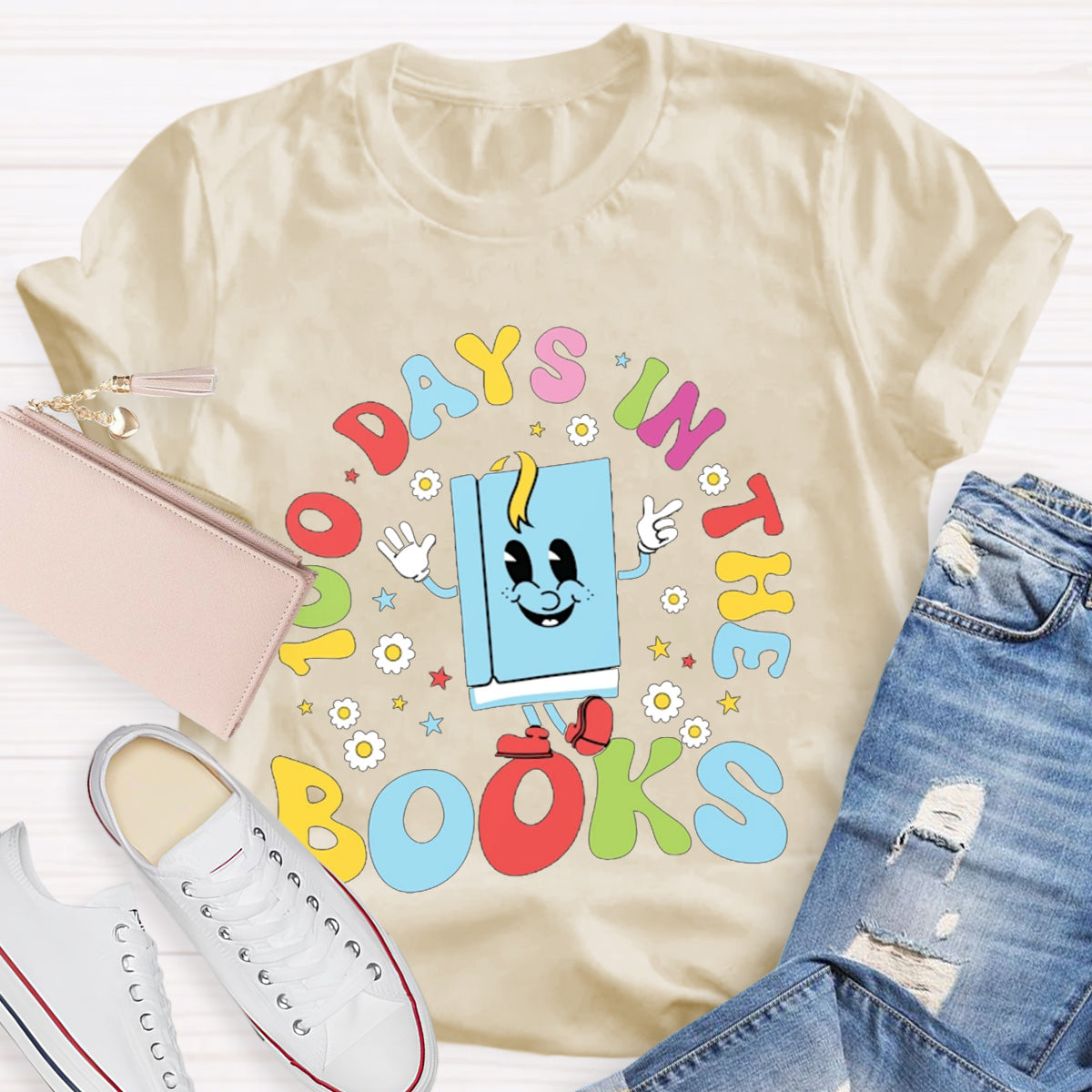 100 Days In The Books Happy Book Teacher T-Shirt