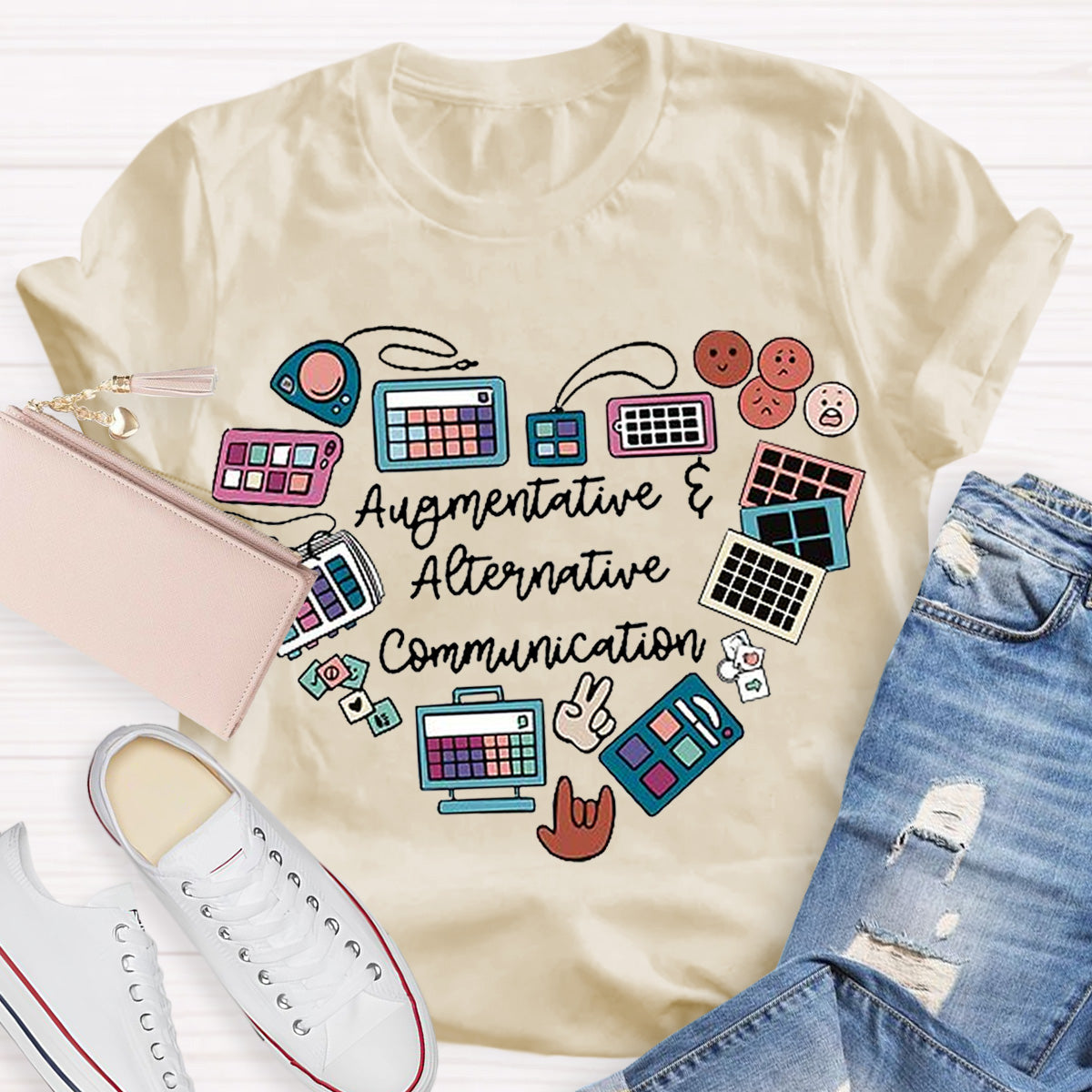 AAC Heart Design Teacher T-Shirt