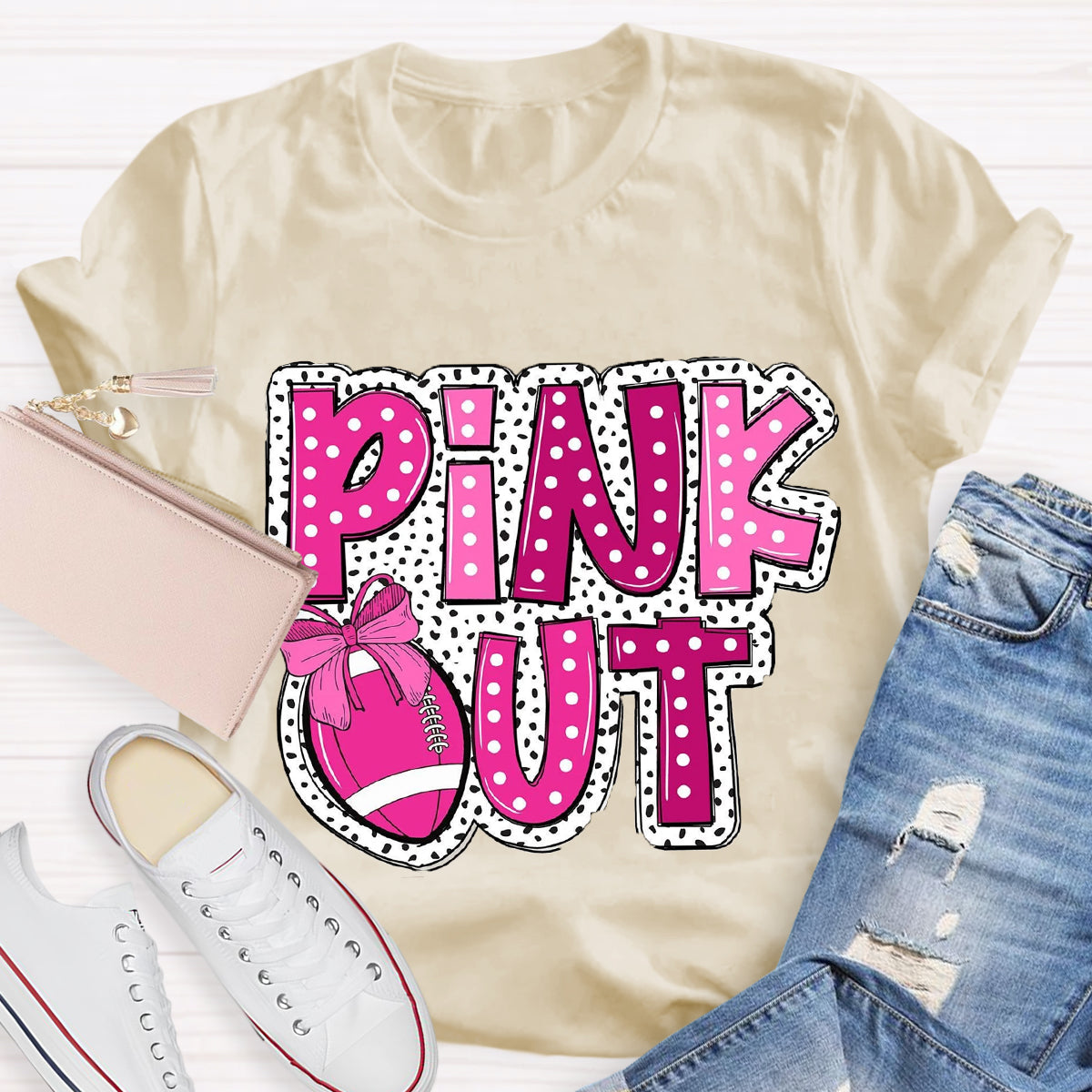 Pink Out Football  T-Shirt