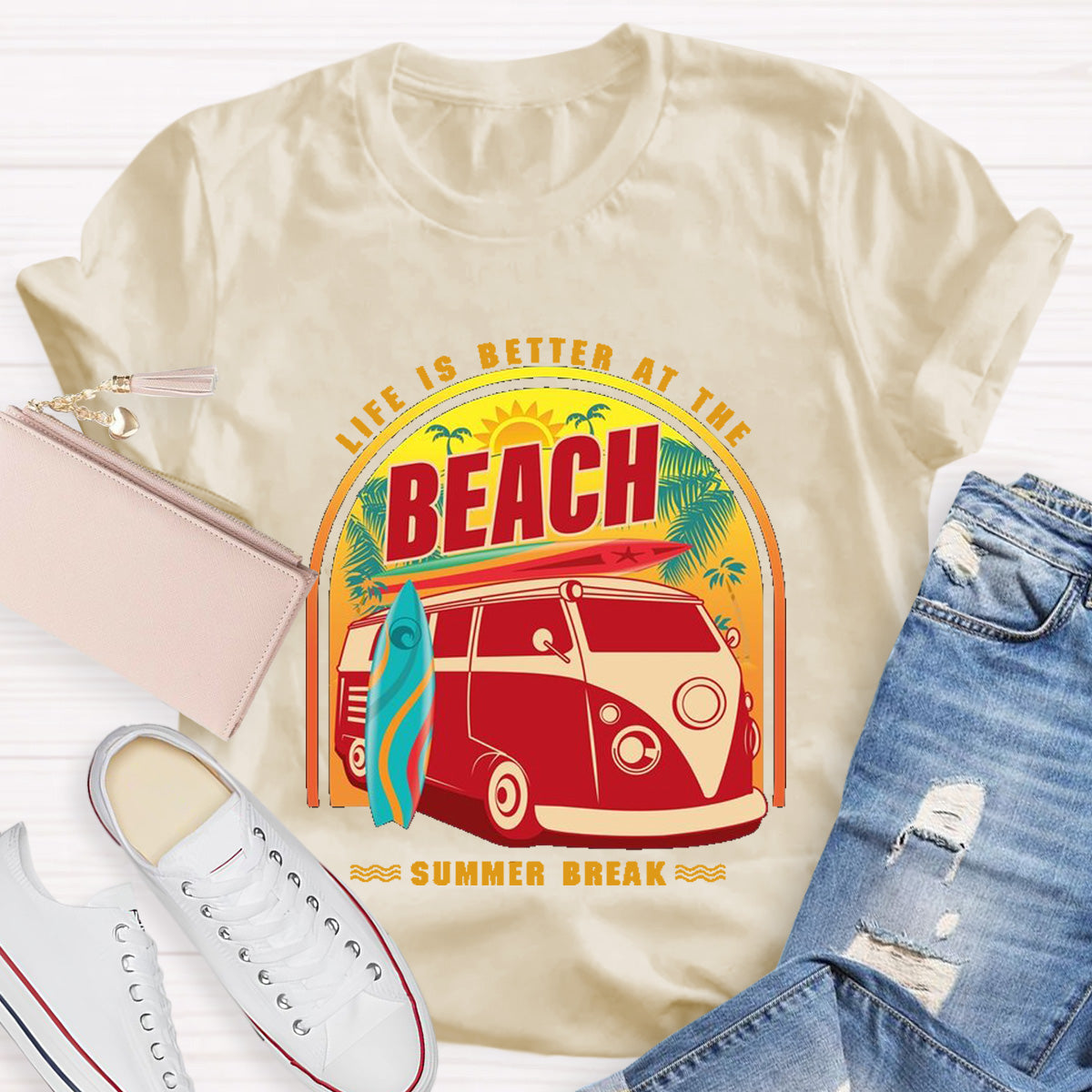 Life Is Better At The Beach Teacher T-Shirt