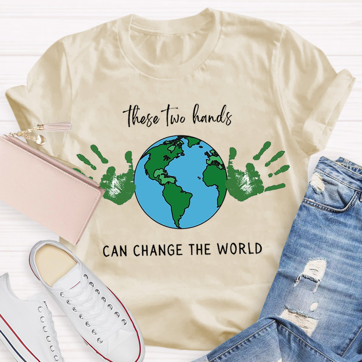 Earth Day Handprint Teacher T-Shirt