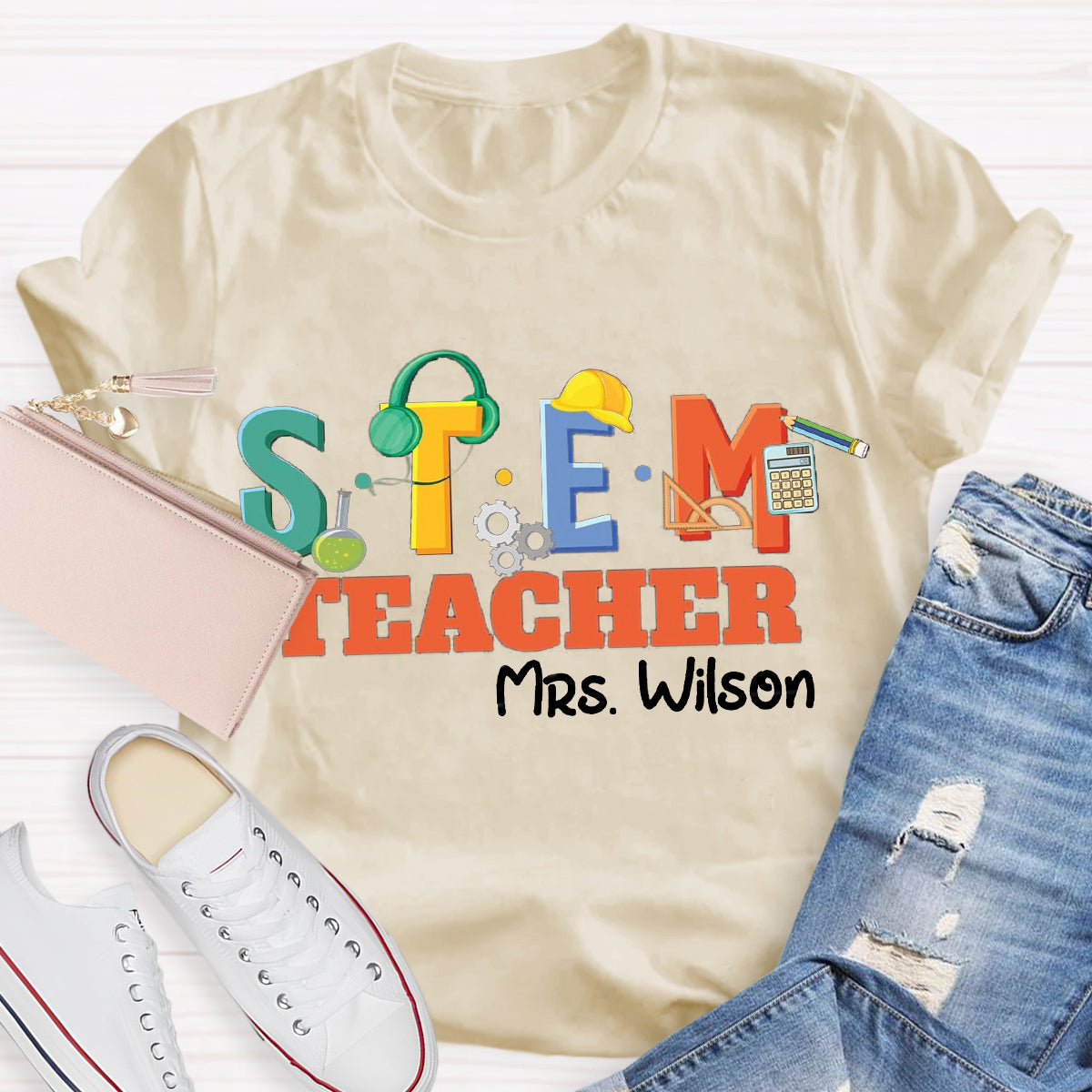 Personalized Name STEM Teacher Pencil T-Shirt