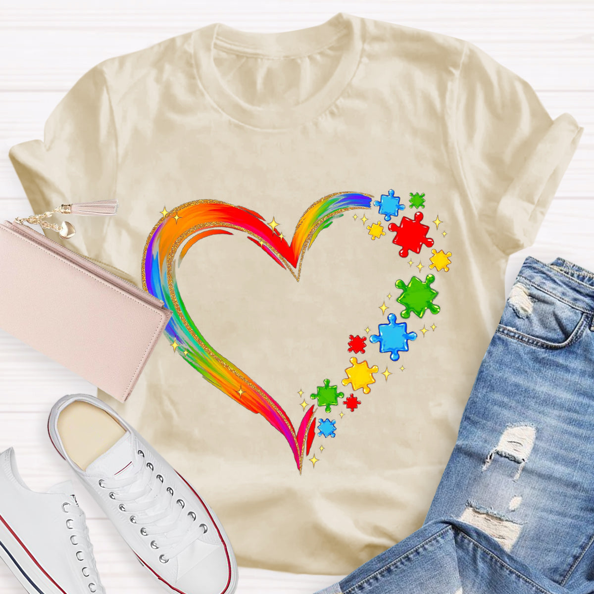 Rainbow Heart Accept Understand Love T-Shirt