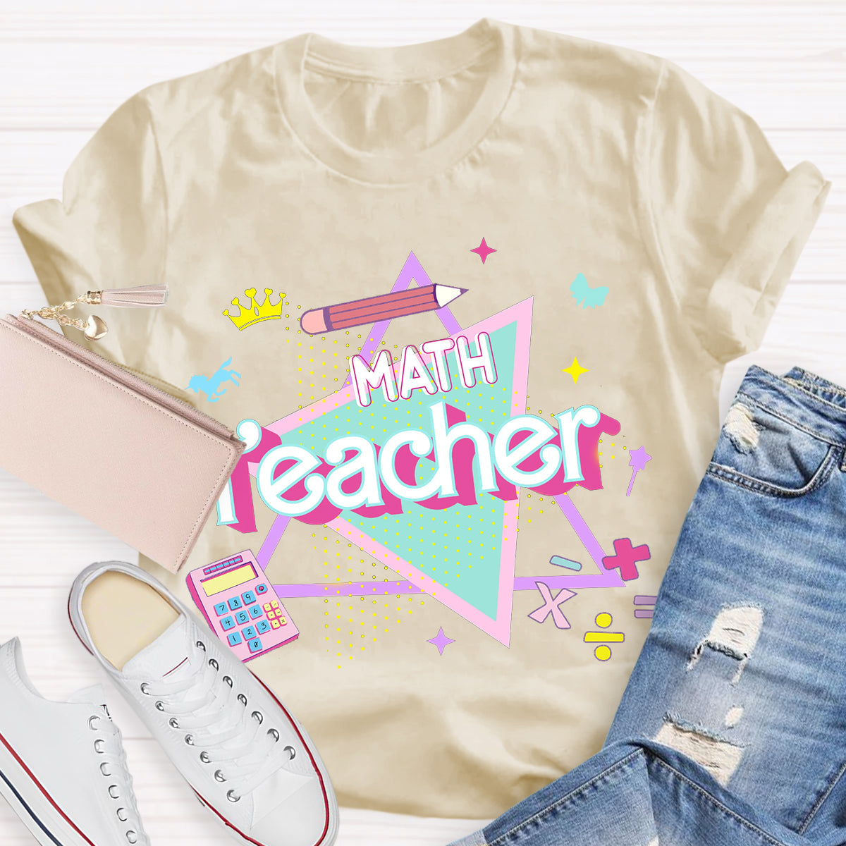 Overlapping Triangles Math Teacher T-Shirt