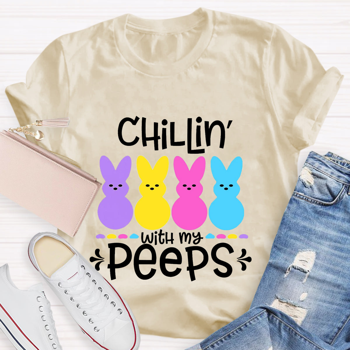 Chilling With My Peeps Easter Bunny T-Shirt