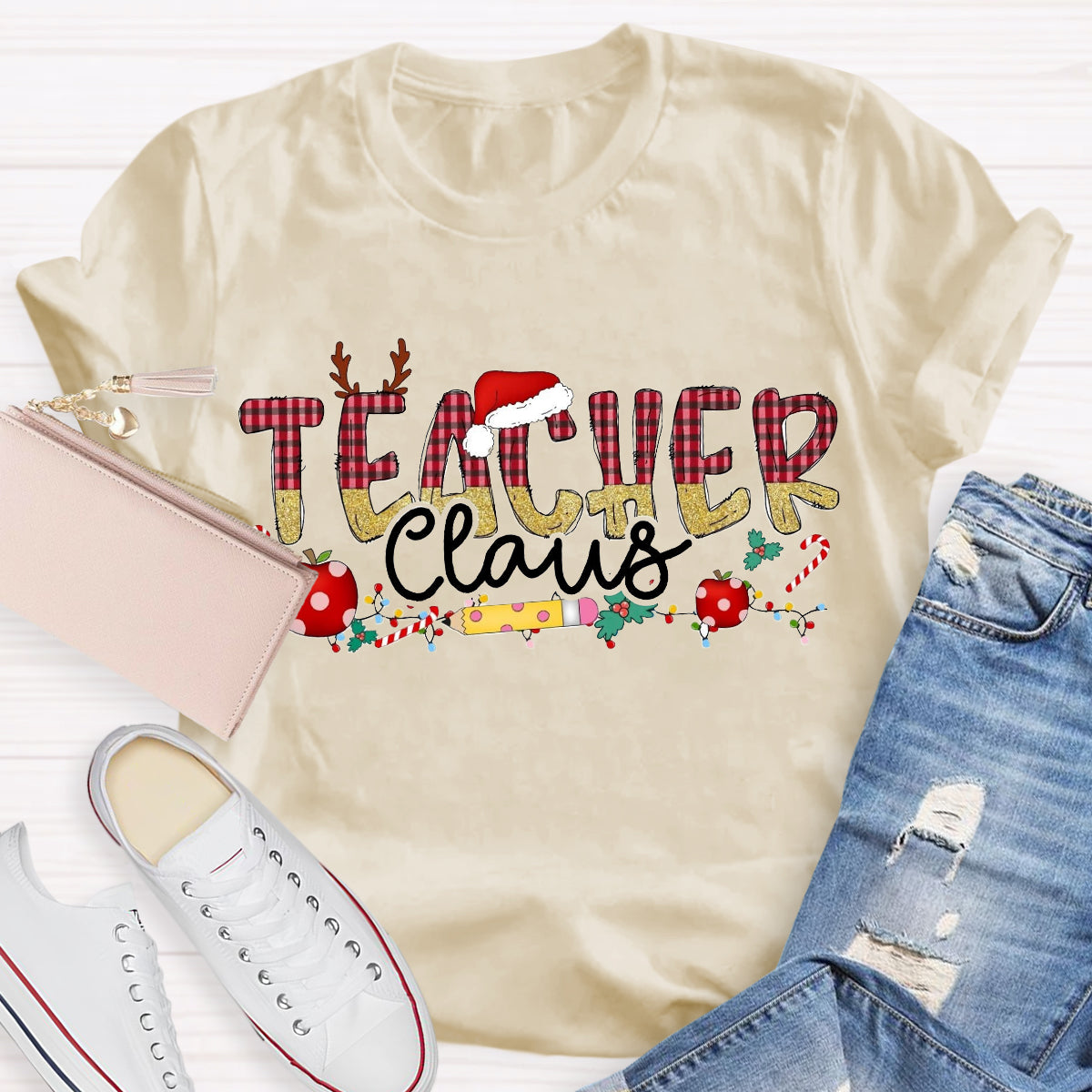 Teacher Claus Santa Hat T-Shirt