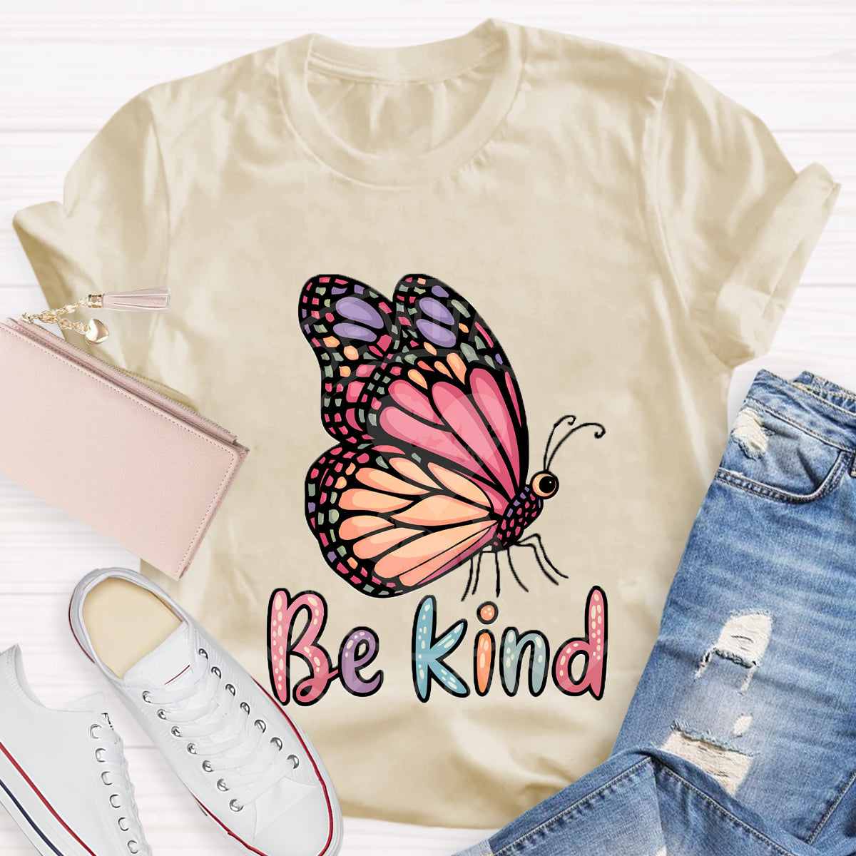 Be Kind Butterfly Printed T-Shirt