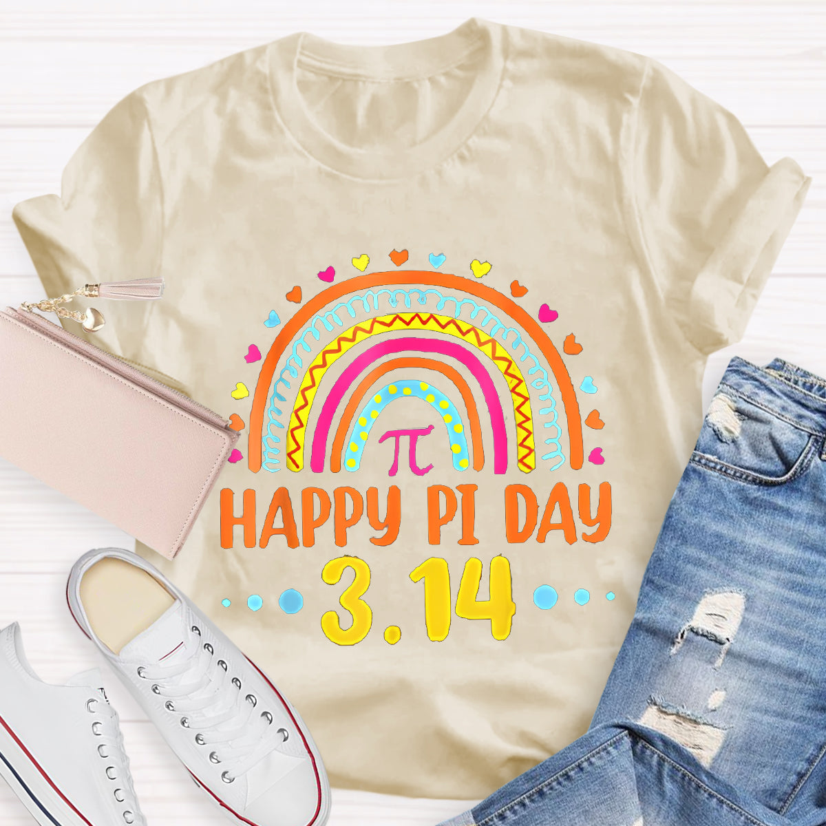 Happy Pi Day Rainbow Teacher T-Shirt