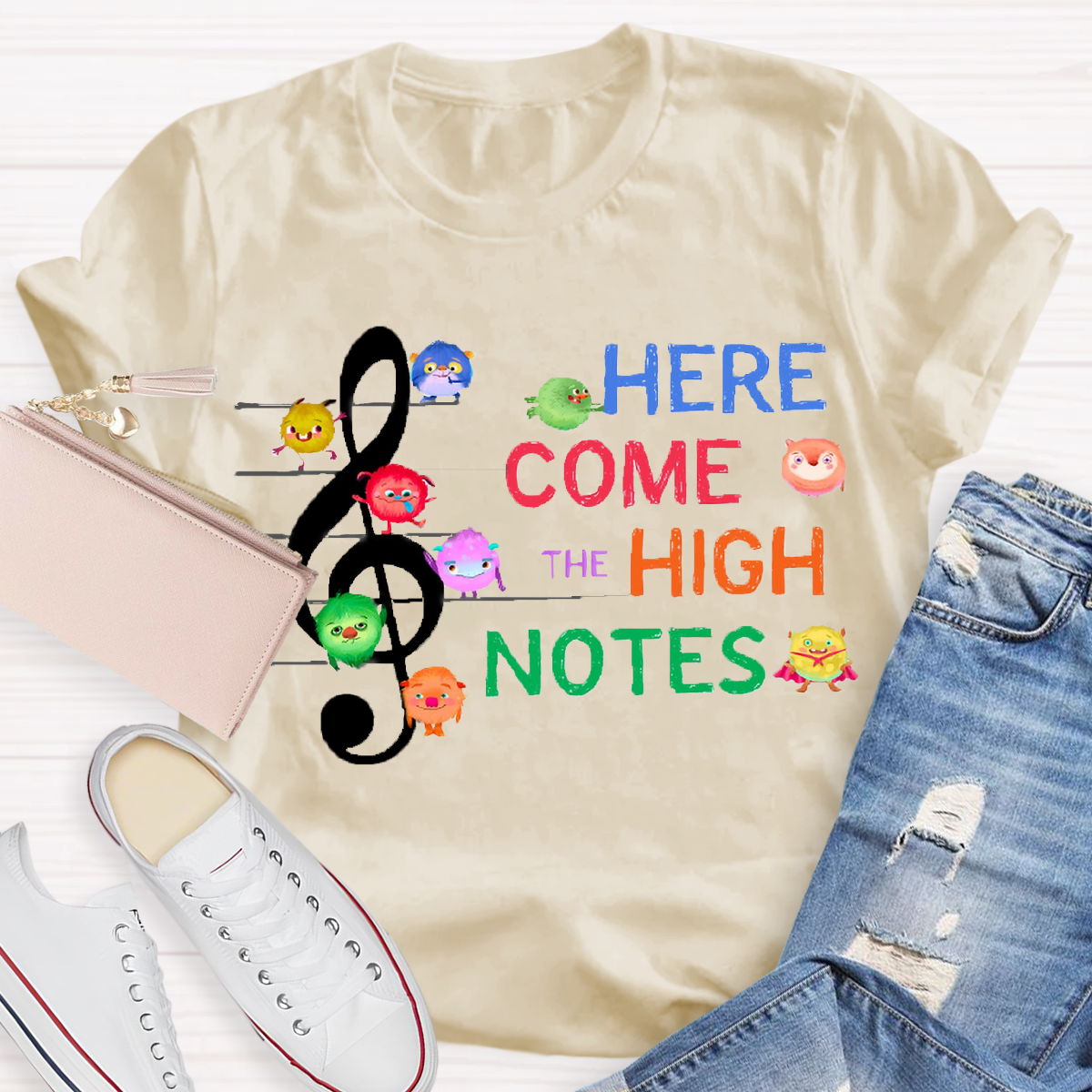 Here Come The High Notes Music Teacher T-Shirt