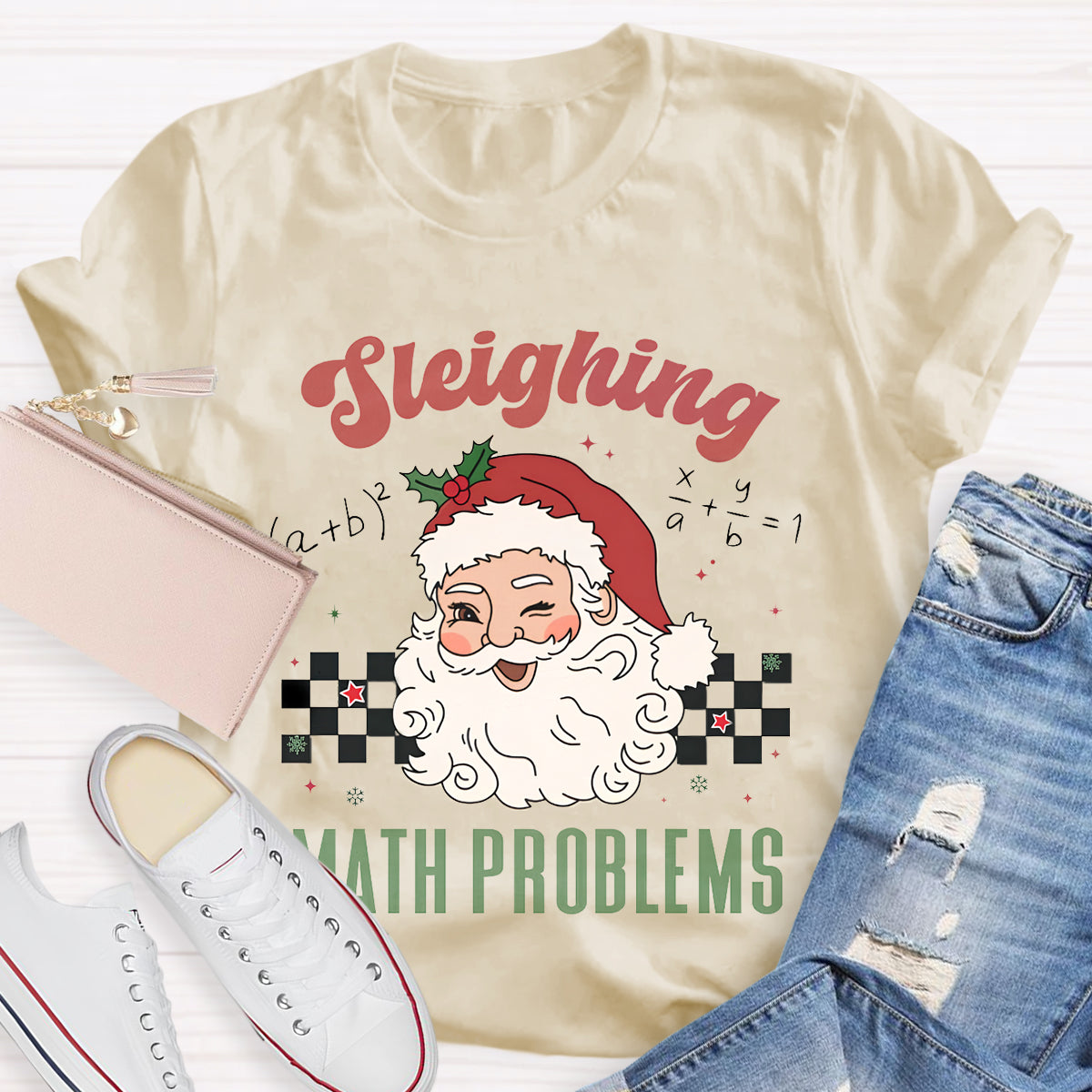 Sleighing Math Problems Math Teacher T-Shirt