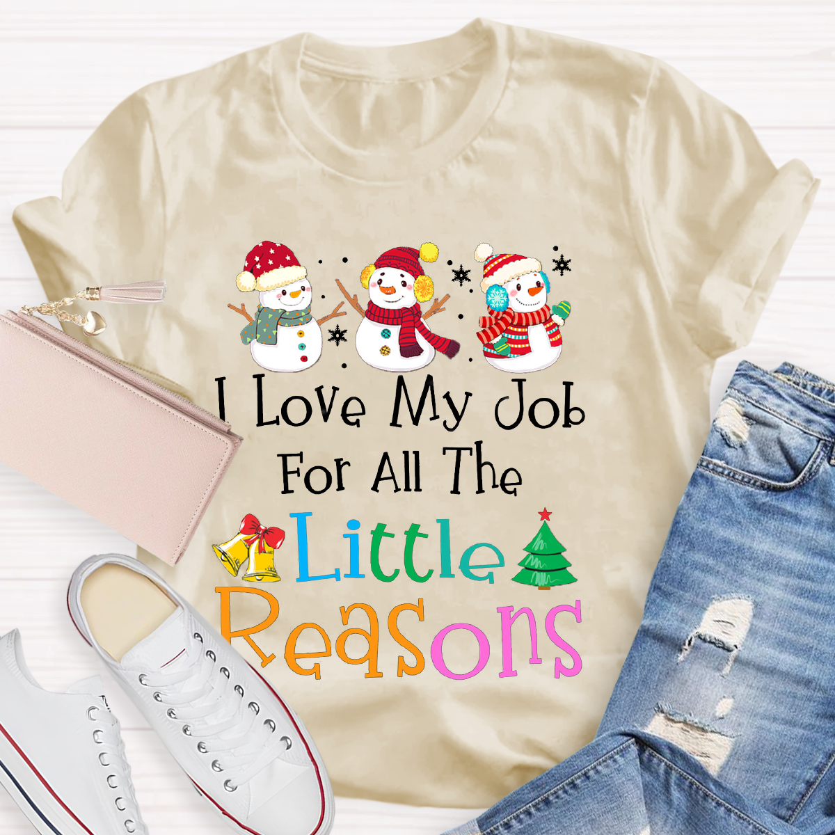 I Love My Job For Little Reasons Christmas Teacher T-Shirt