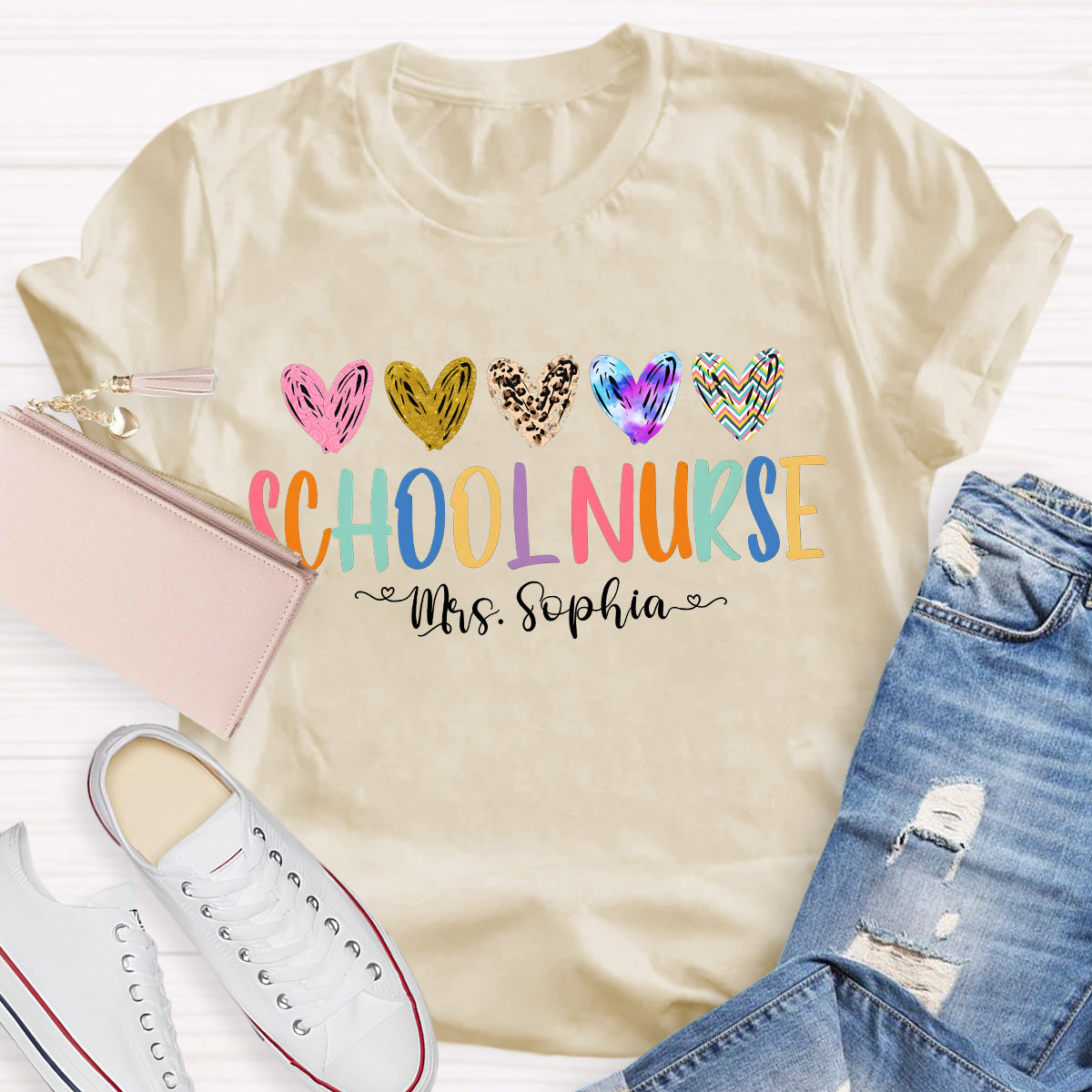 Personalized Name School Nurse  Teacher T-Shirt